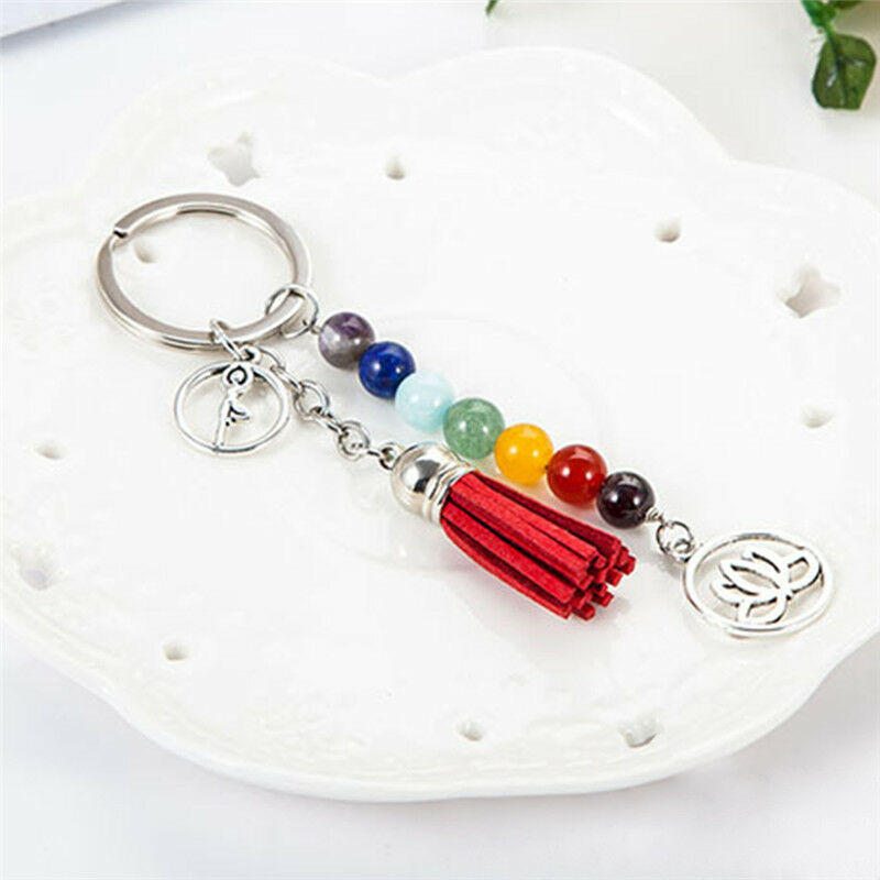Tassel Lotus  8mm Beads Key Chain Ring Keychain Family Gift jewelry@X.l8