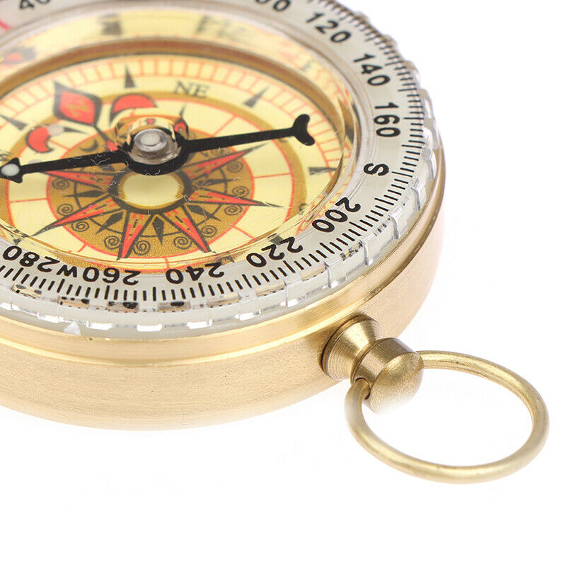 Camping Hiking Pocket Brass Golden Compass Portable Compass Navigation Ou.l8