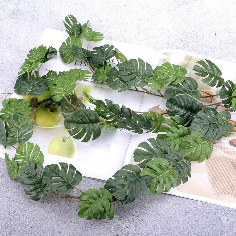 2 Pcs Artificial Monstera Vines 2.62 FT Turtle Leaf Rattan Faux Greenery MonstE7