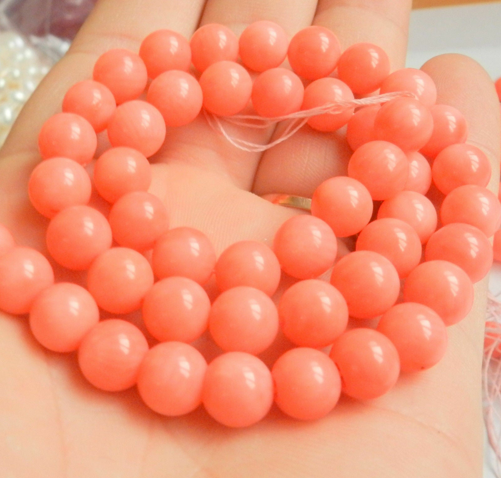 8mm Natural Japan Sea Pink Coral Gemstones Round Loose Beads 15" AAA+0022