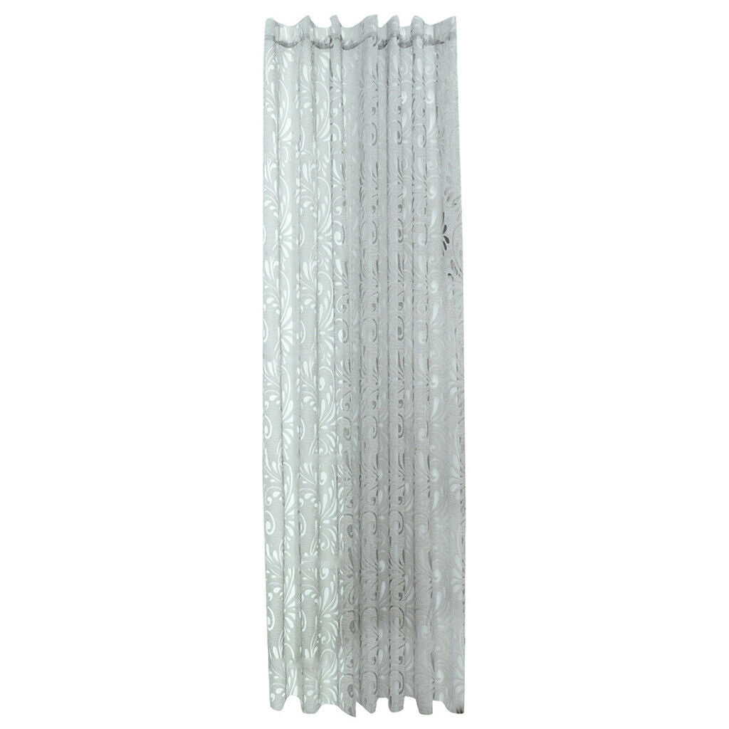 Elegant Flower Sheer Window Curtain Rod Tulle Drapery Panel 39''x78'' Grey