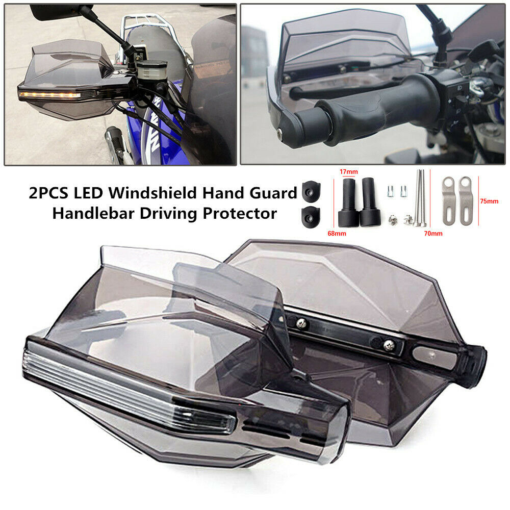 2PCS Motorcycle LED Windshield Hand Guard Signal Light Amber Handlebar 7/8''