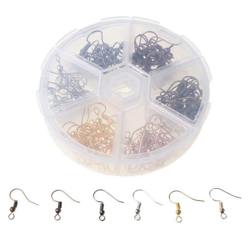 120Pcs Brass Earring Hook Ear Wires French Fish Hooks 6 Color For Jewelry Making