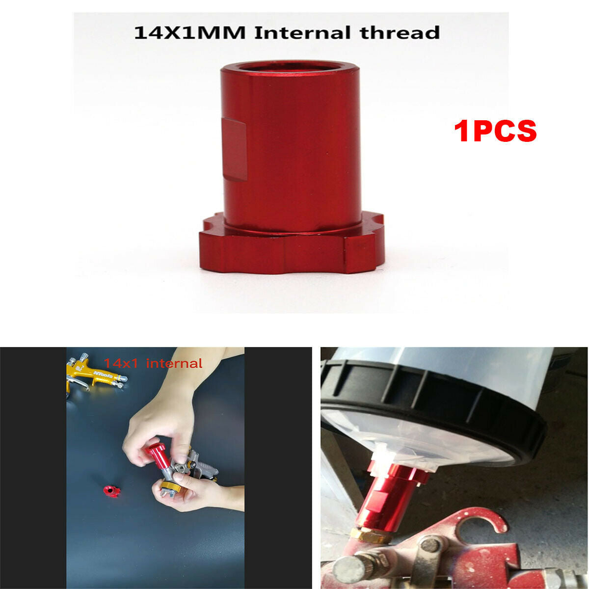 For PPS Spraygun Adapter Red Aluminum Spray Gun Disposable Pot Adapter Connector