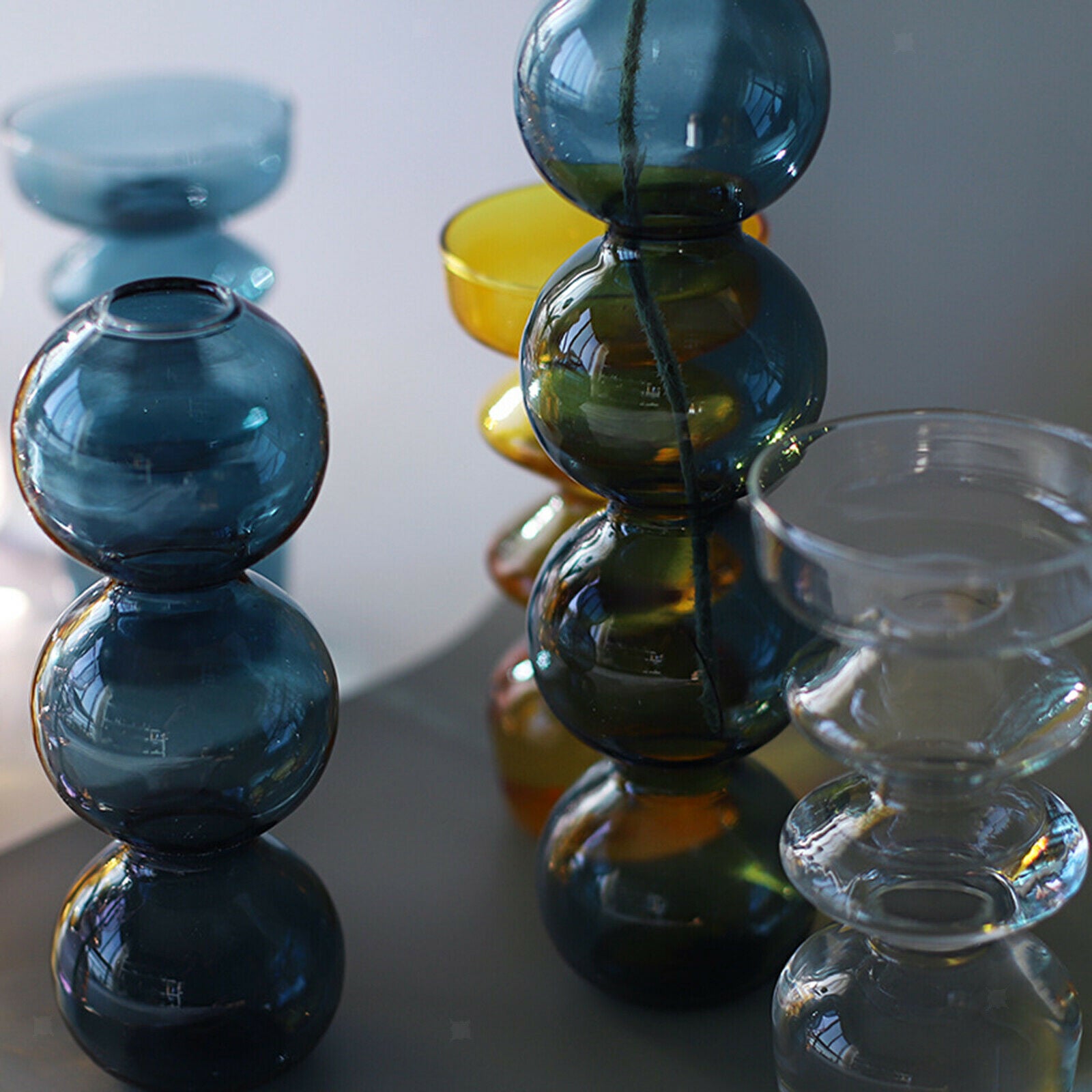 4Pcs Glass Flower Vase Table Hydroponics Plant Container Bud Pot Home Decor