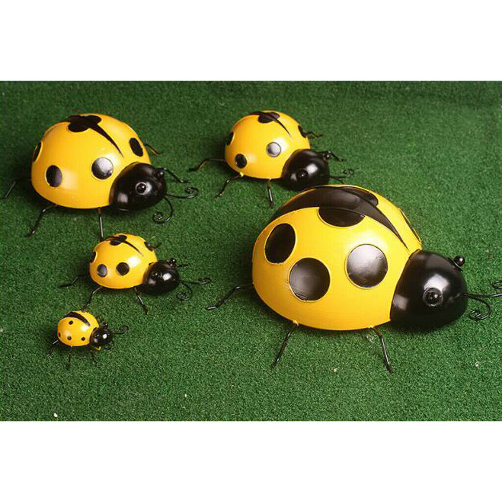 6x Ladybird Sculpture Hand Painted Wall Hanging Ladybug Kindergarten Decor