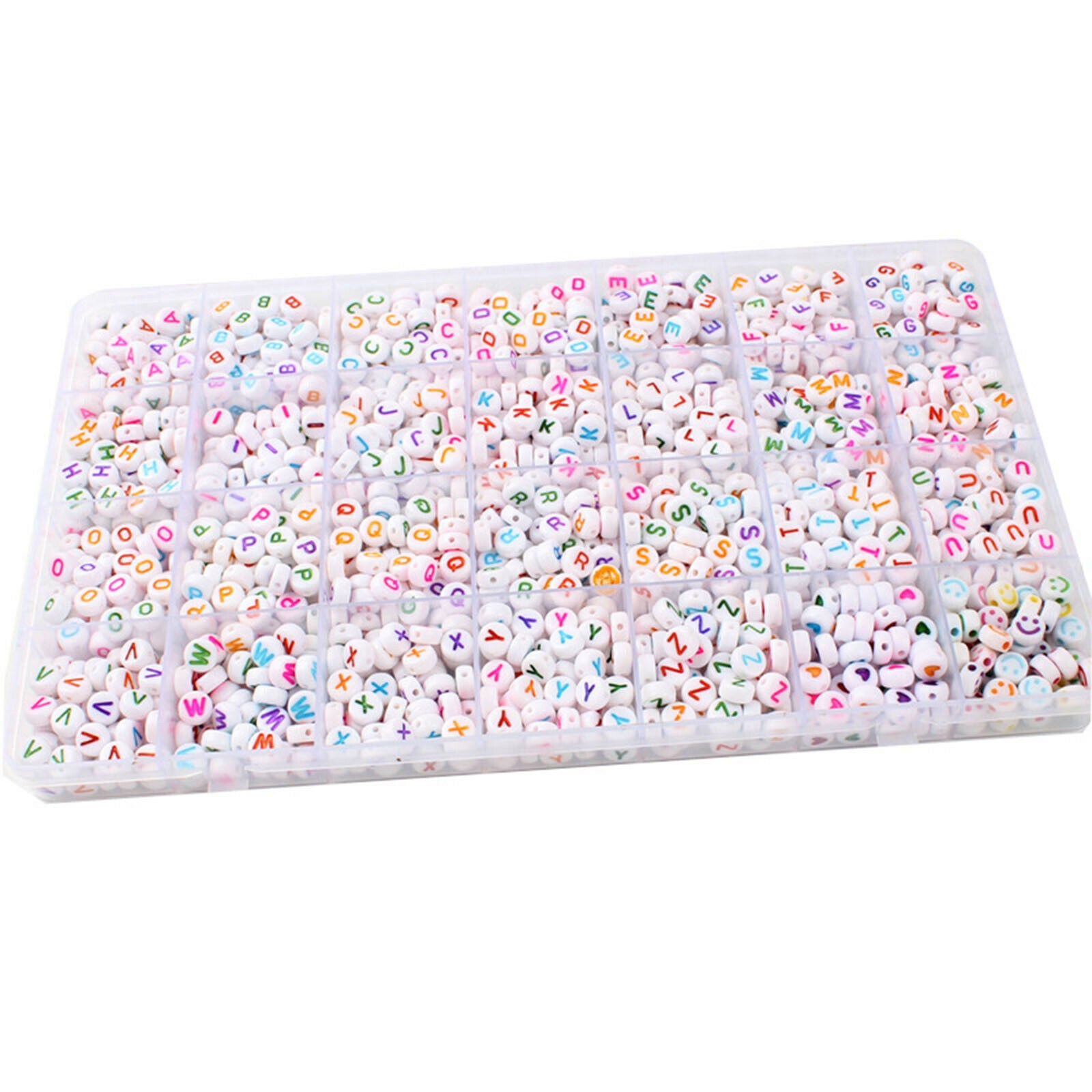 1400Pcs White Alphabet Letter Beads Colorful Spacer Beads DIY Name Bracelets