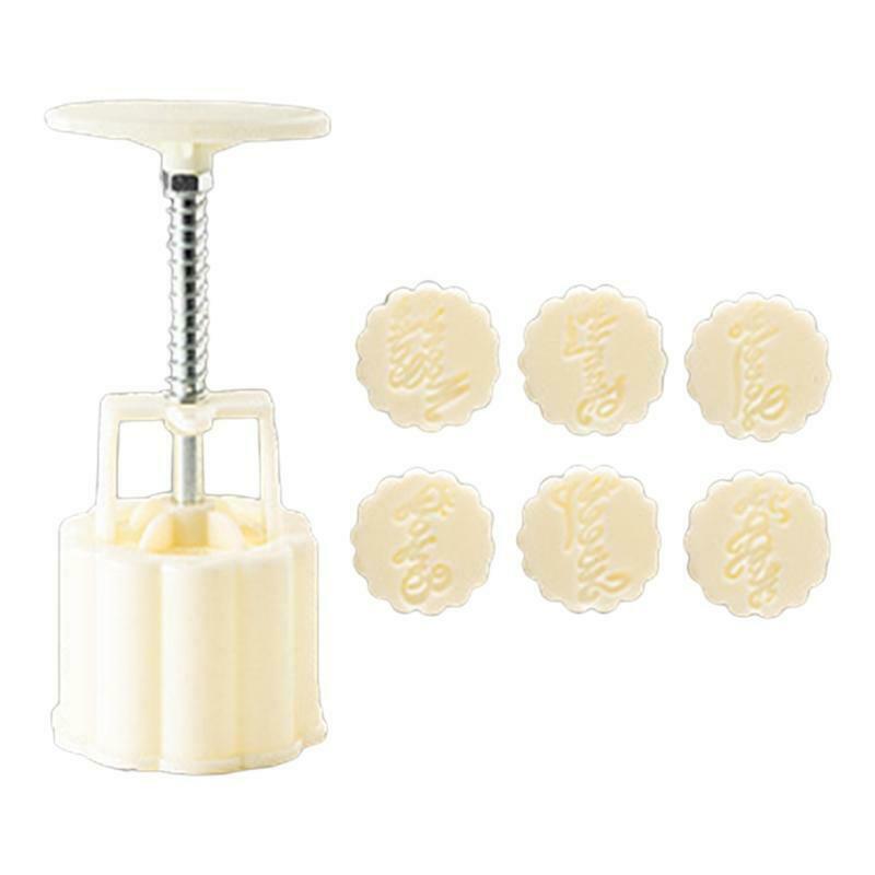 50g Mooncake Molds for Mid-Autumn DIY Pastry with 6 PCS Round Mooncake Stamps