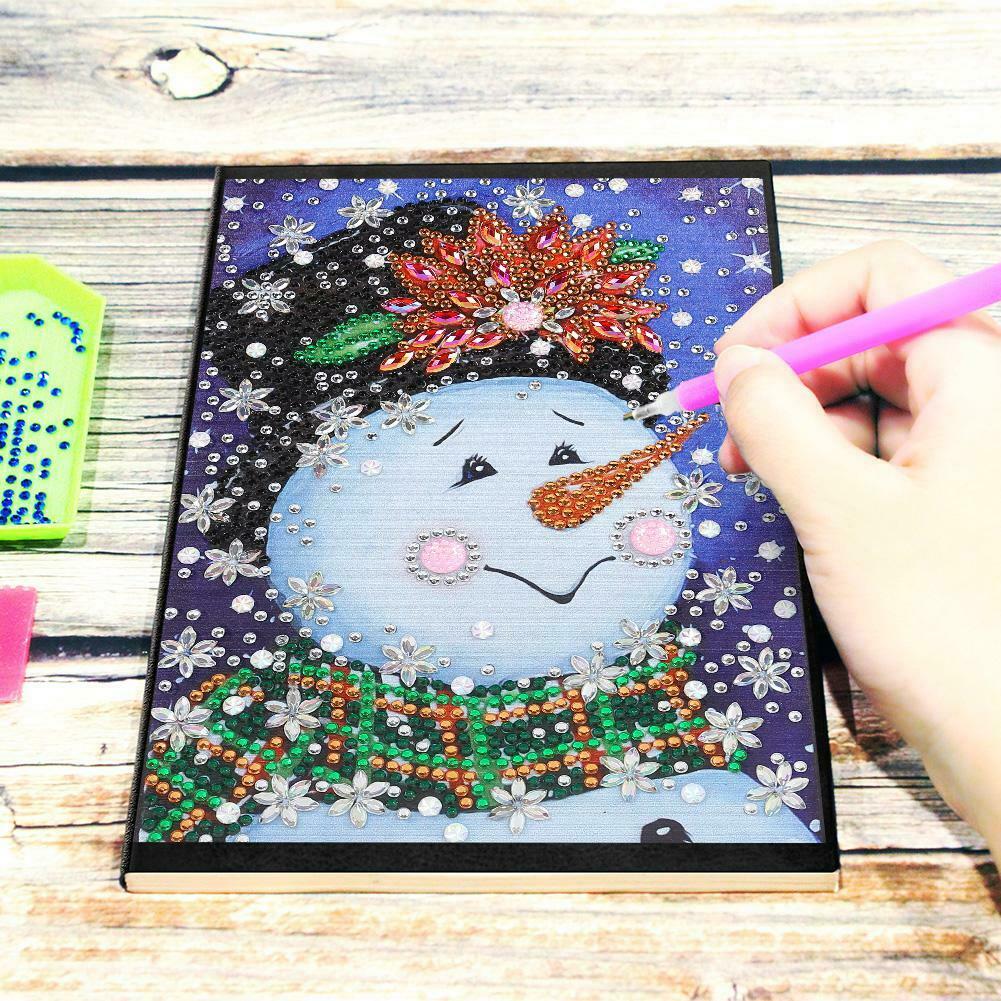 DIY Christmas Snowman Special Shaped Diamond Painting 60 Pages A5 Notebook @