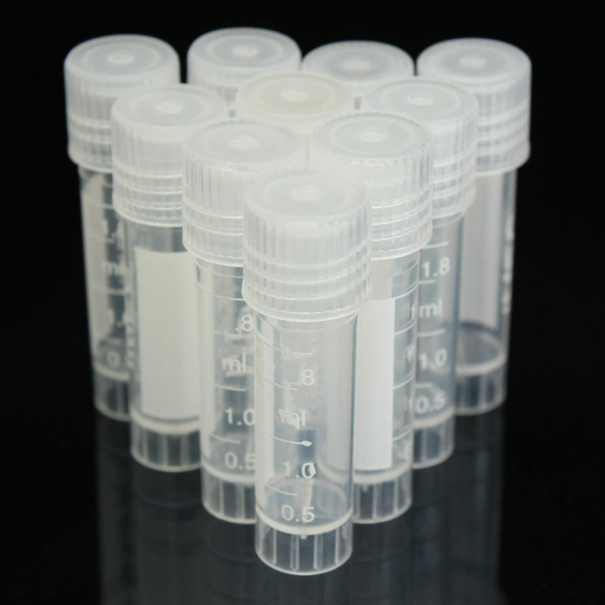 2ml Conical Micro Centrifuge Tubes W/Caps Plastic Chemistry Test Vials 100Pcs