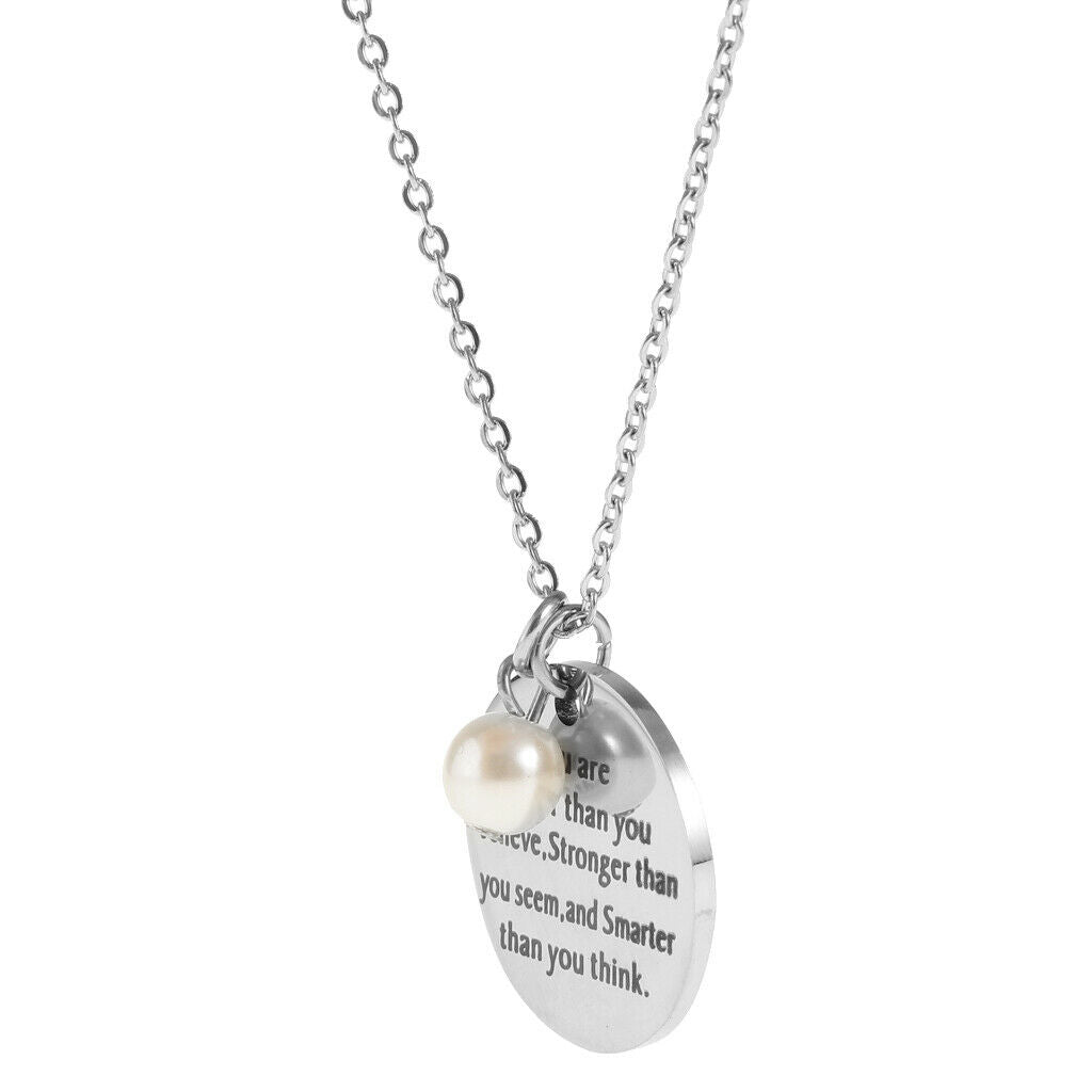 Stainless Steel Round Tag You Are Braver Encourage Necklace You Are Braver
