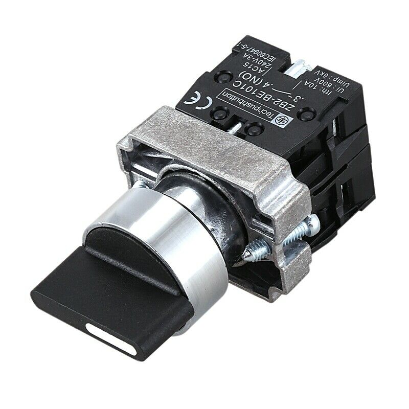 22mm Latching 2 NO 3-Position Rotary Selector Select Switch ZB2-BE101C Black CQ1