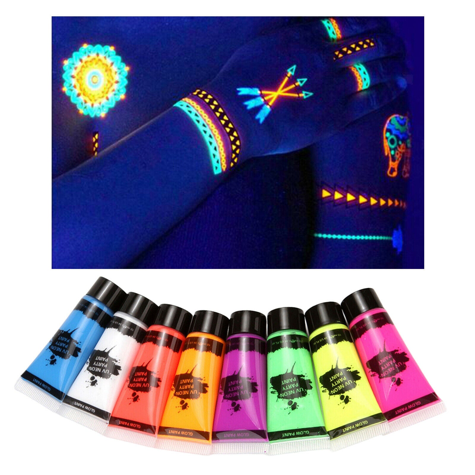 Glow in the Dark Face Paint & Body Paint for Costume Make Up Fancy Dress10ml