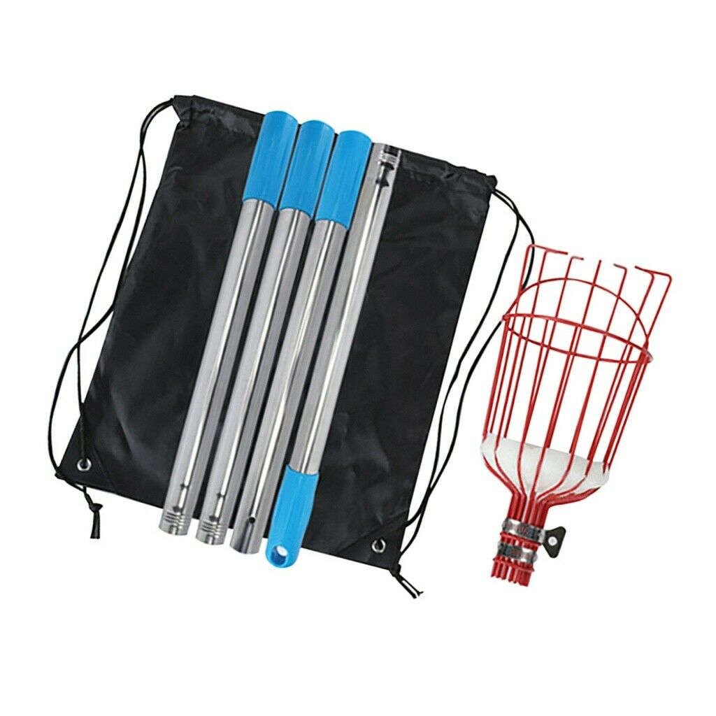 Orchards 5ft Fruit Picker Tool Stainless Height Adjustable Fruit Picker w/Basket