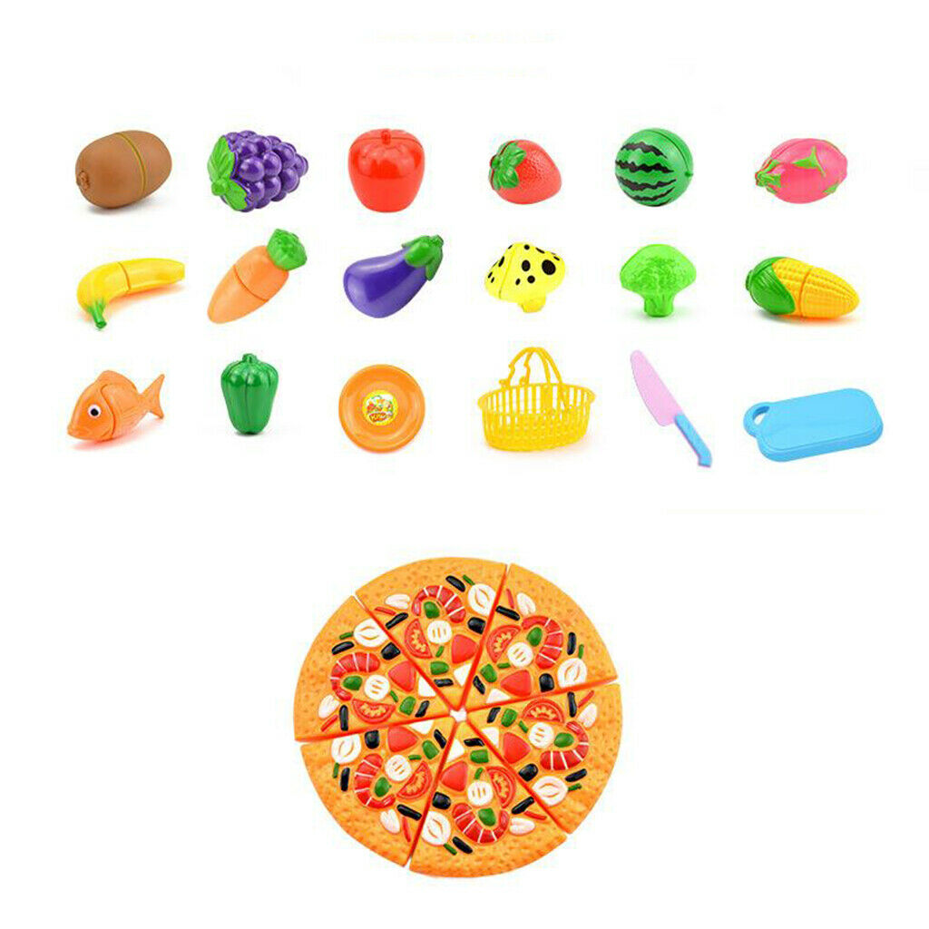 24 Pc Kids Pretend Role Play Cutting Toys Set Vegetable Banana Watermelon
