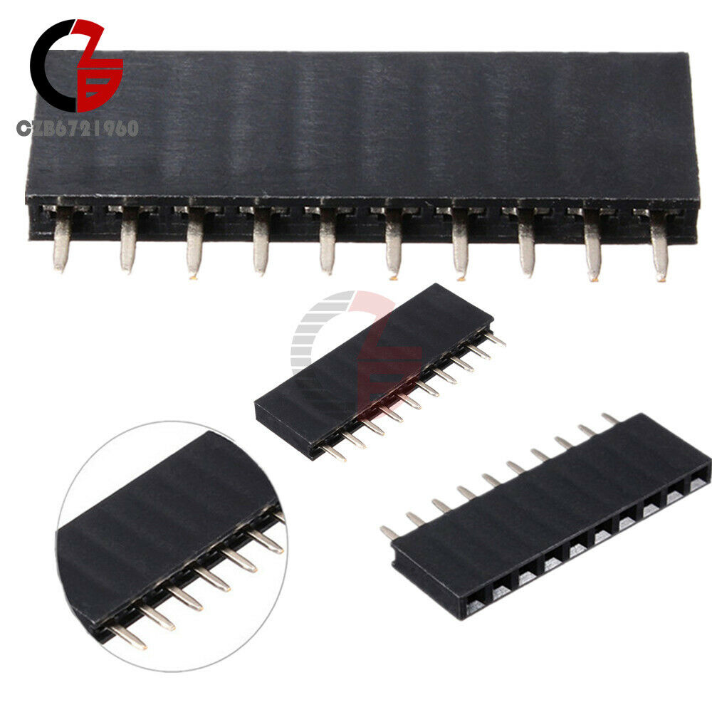 100PCS 1x10 Single Row Straight 10 Pins PCB Socket Female Header 2.54MM