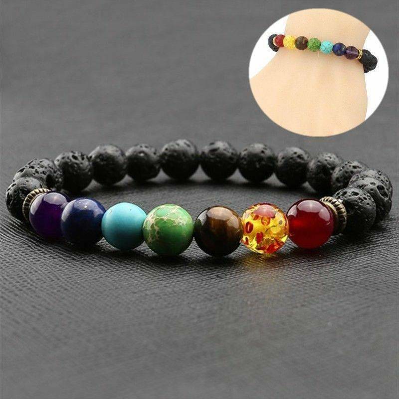 7 Chakra Crystal Stones Bracelet Healing Beads Womens & Mens Mala Reiki Anxiety