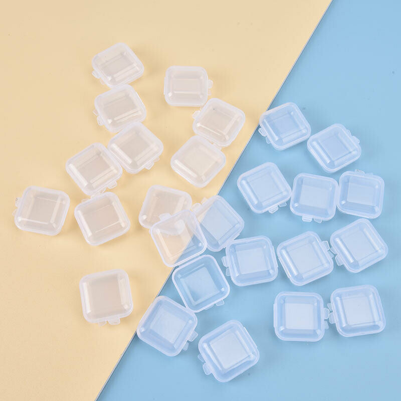 25Pcs Small Boxes Square Transparent Plastic Box Jewelry Storage Case Contai JD