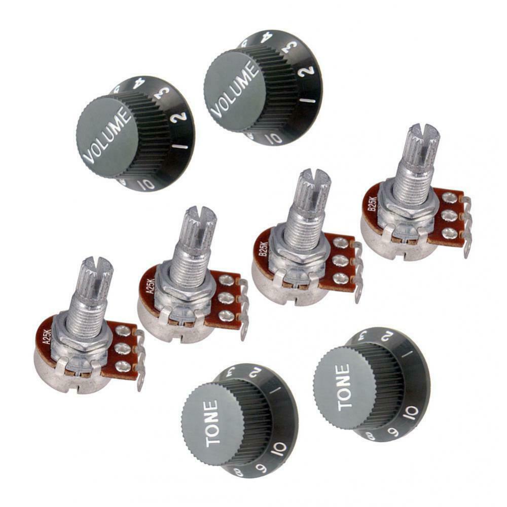 Pack of 8 A25K B25K Electric Bass Guitar Potentiometers Audio Tone Switch Pots