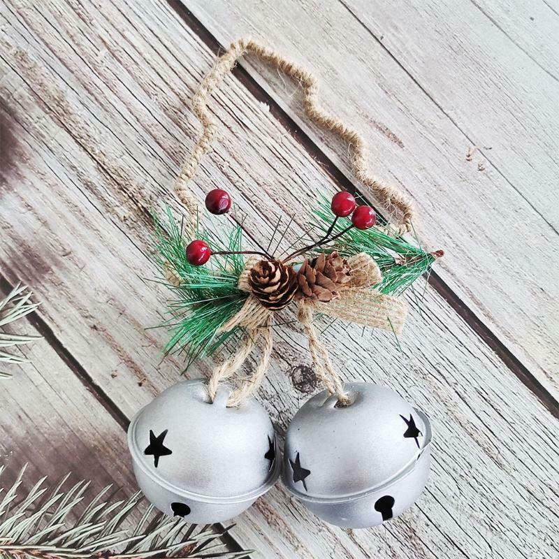 Christmas Pine Berry Pinecones Jingle Bell Door Wall Hanger Ornaments for Xmas