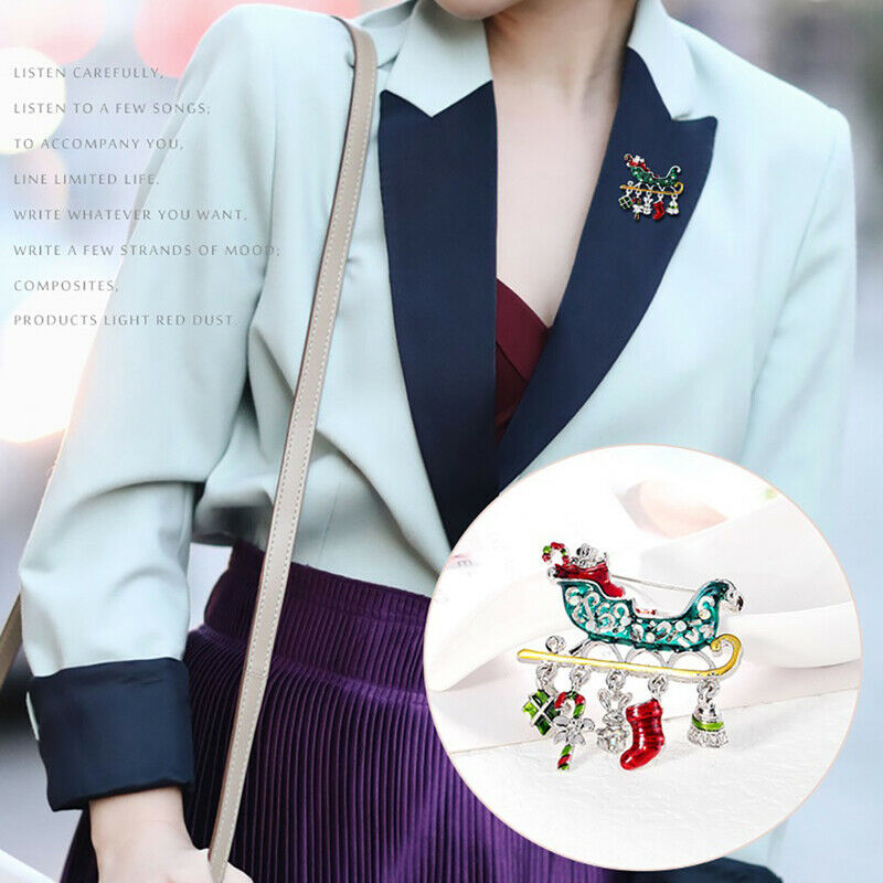Creative Enamel Christmas Gift Car Brooches Colorful Crutch Socks Tassel PenBDA