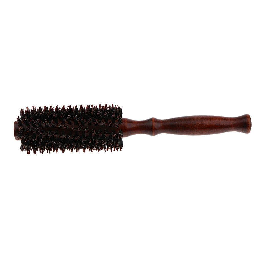 2x Unisex Wooden Hairbrush Rolled Comb Hair Styling Brush Hair Curling Brush