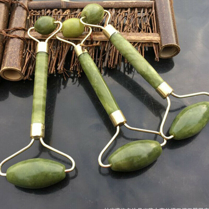 Ladies Natural Rose Quartz Facial Neck Body Jade Stone Roller Face Ma^DD