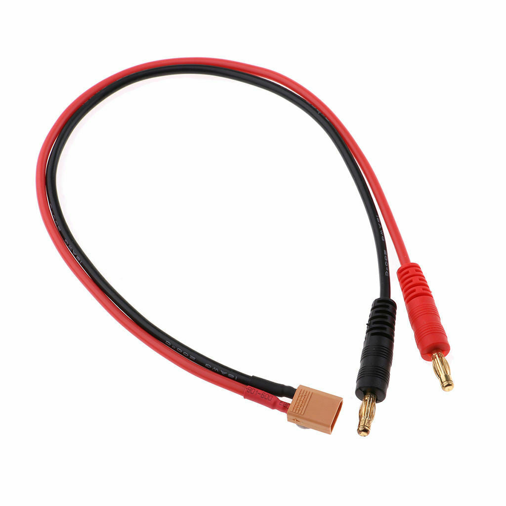 4mm Bullet/Banana Male Connector to XT30 Charge Cable Lead 16AWG 35.5cm for RC