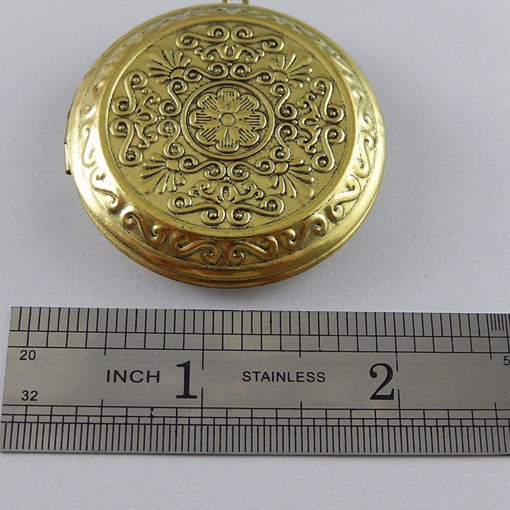 2 pcs Antiqued Bronze Brass Flower Pattern Round Locket Box Charms Pendants