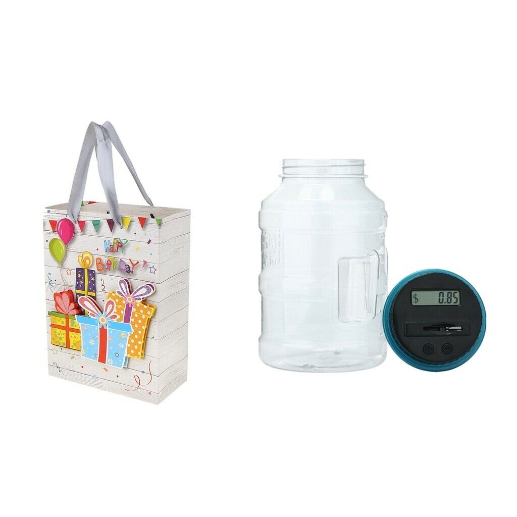 Coin Money Counter Jar Electronic Digital Sort with Gift Bag Kids Birthday
