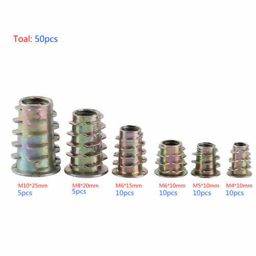 50x M4/M5/M6/M8/M10Hex Socket Drive Insert Nuts Threaded Zinc Alloy Iron
