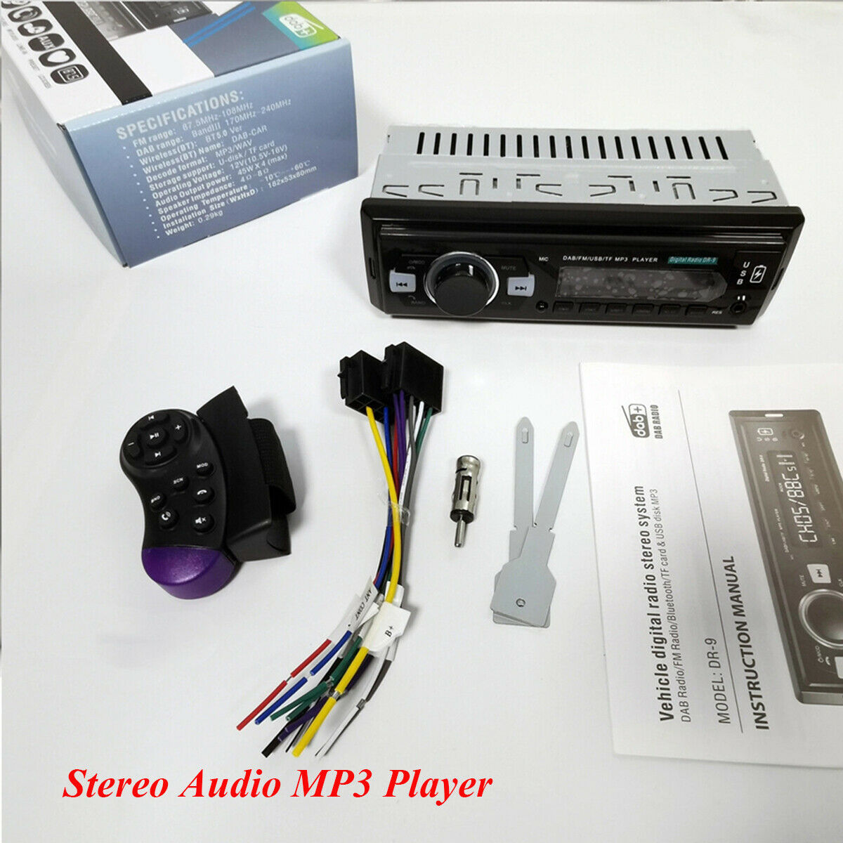 182*53*80mm  U-disk TF Card DAB+FM Bluetooth Car Radio Stereo Audio MP3 Player