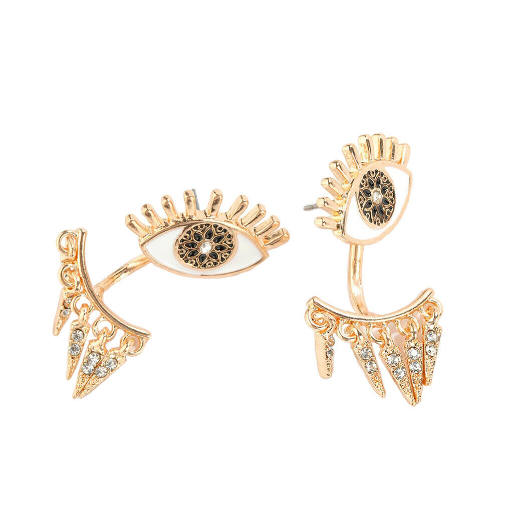 Crystal Rhinestone Golden Eyes Stud Earrings Personality Earrings for Gifts