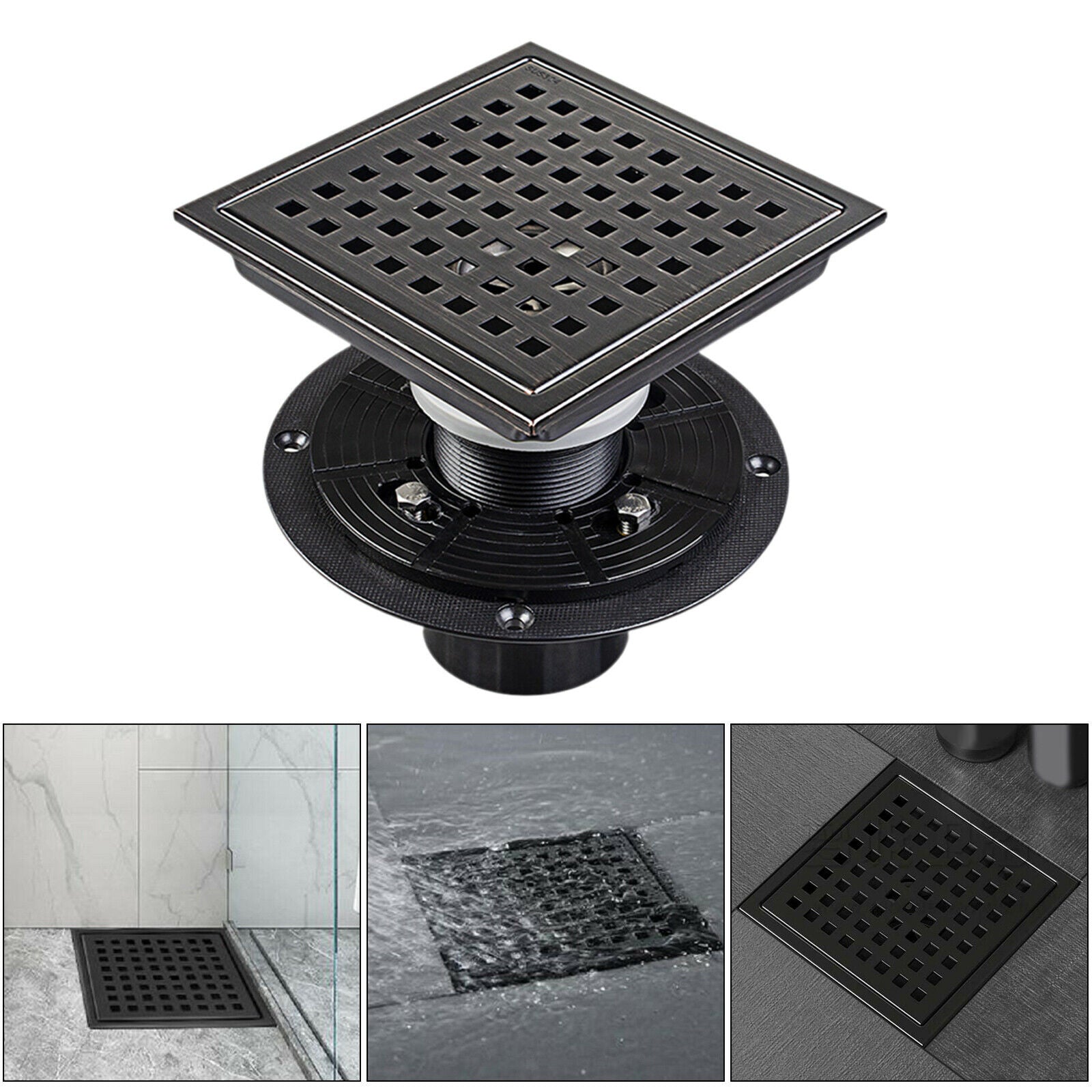 Square Shower Floor Drain Strainers Floor Waste Grates Grid Grate Black