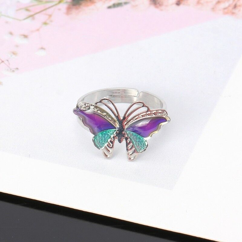 Colorful Butterfly Mood Temperature Emotion Ring Feeling Rings For Women Kids