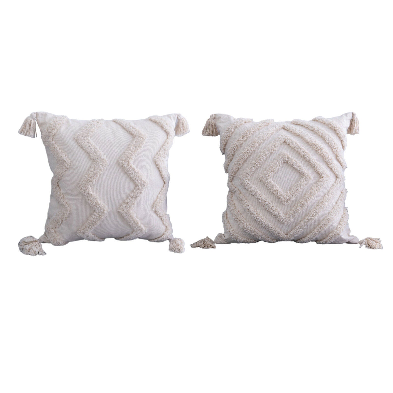 2Pcs Throw Pillow Covers Woven Tufted Pillowcases Accent for Farmhouse