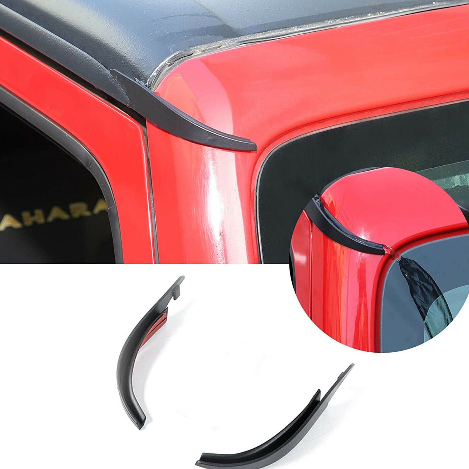 2PCS Window Water Rain Gutter Extension Slot Fit For Jeep Wrangler JK 2007-2017