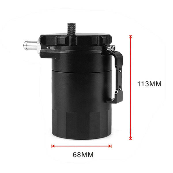 Black Aluminum Baffled Oil Catch Can Tank Reservoir Breather With Fittings Solid