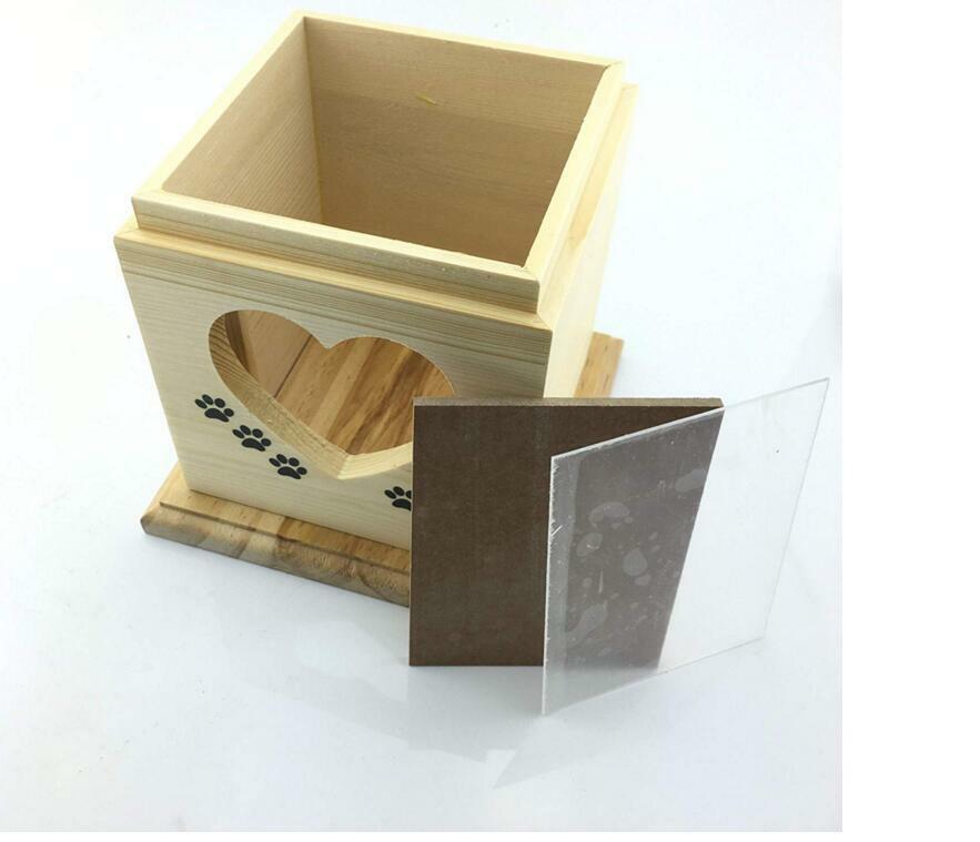 Handmade really wood Wooden Pet dog cat Urns Photo Memorial Urn Casket For Ashes