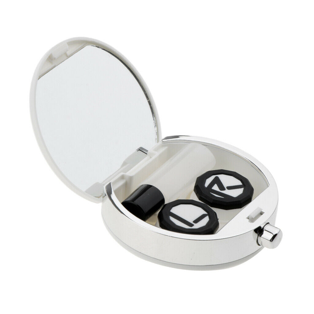 Mini Contact Lens Box Travel Soaking Case with Liquid Bottle Tweezers White