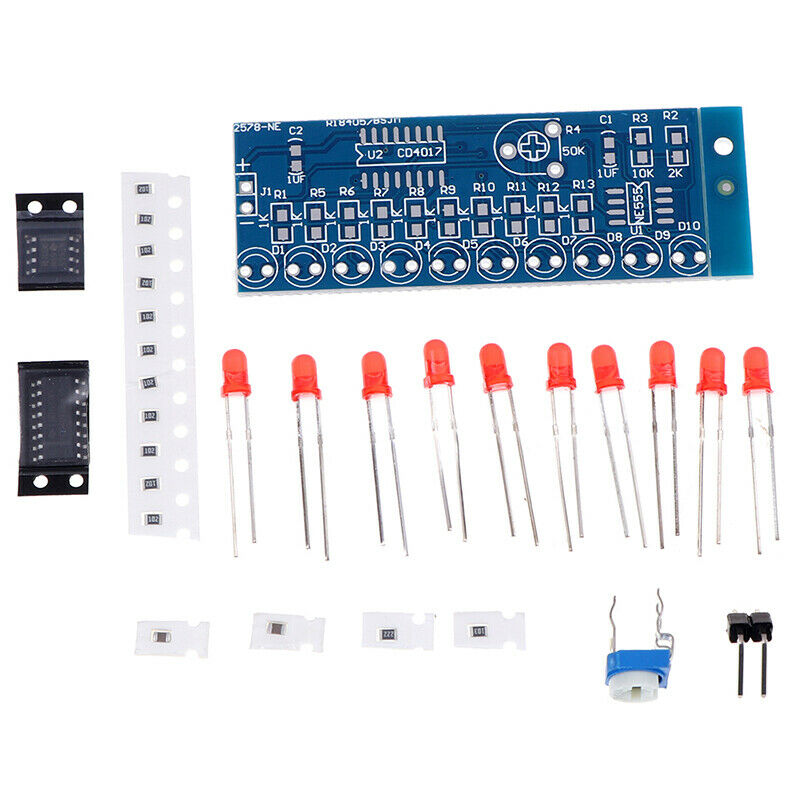 NE555+CD4017 Chaser Water Flowing Light LED Module DIY Soldering Practice.l8