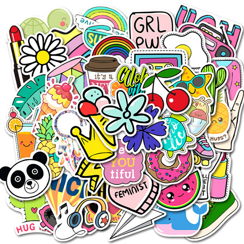 50Pcs Cute Cartoon Stickers Laptop Luggage Guitar Bicycle Skateboard Dec DD