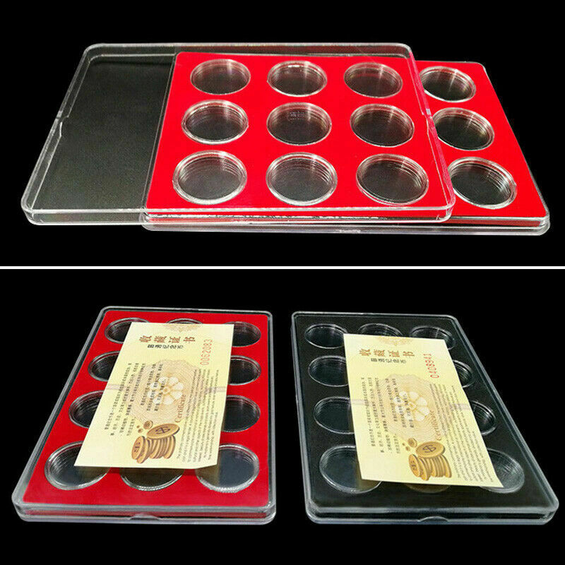 12 Holes Coin Collection Box Protective Display Case Storage Organizer Holder