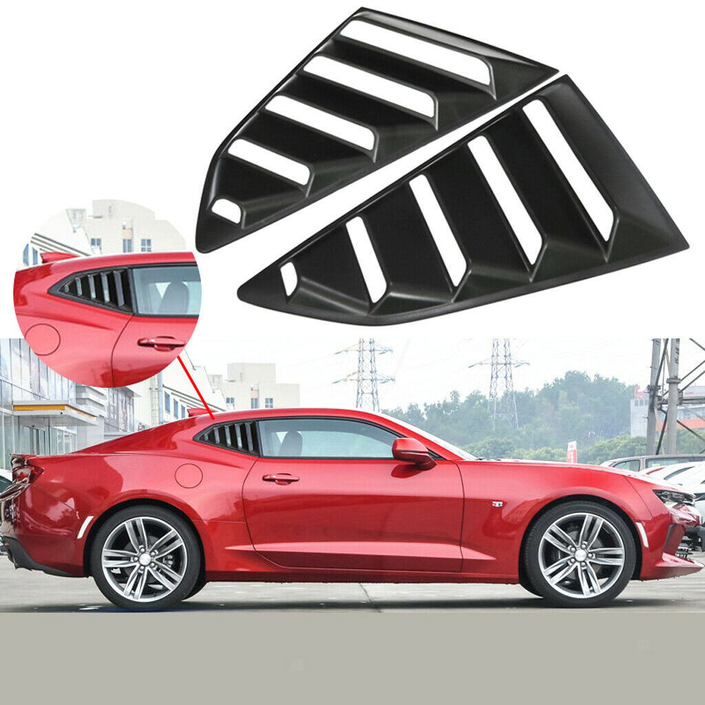 2x Left/Right Bright Black Finish Racing Style Rear Side Window Scoop Air