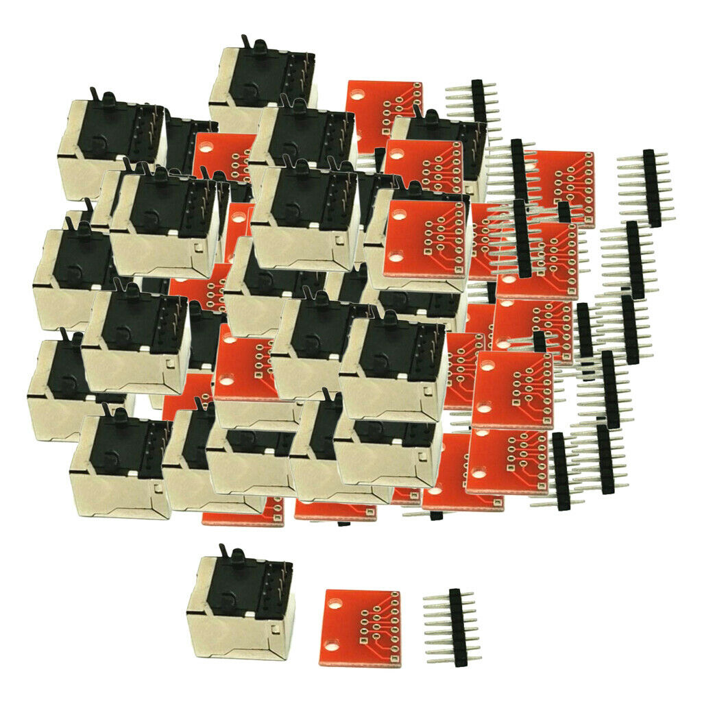 30x RJ45 Connector and Breakout Board Module Linker Components DIY Parts Set