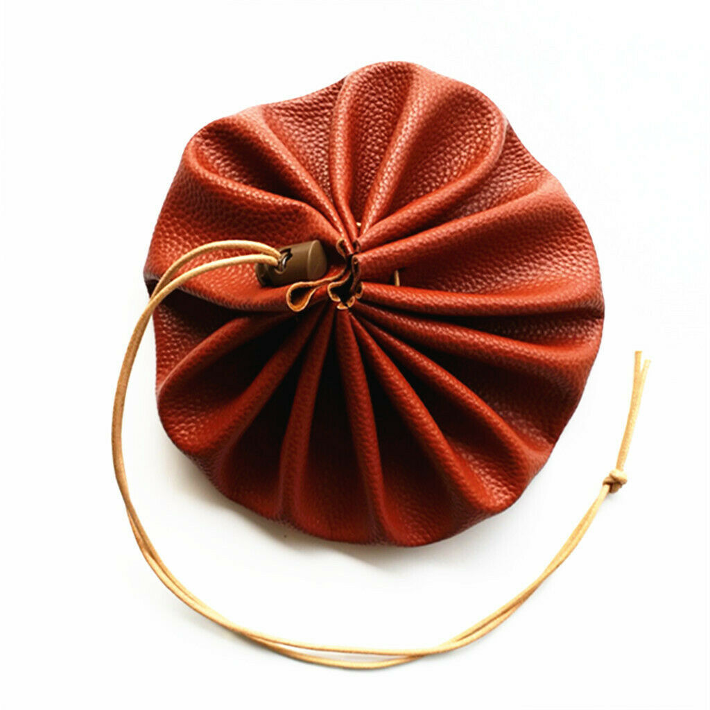 15" Brown Leather Drawstring Tinder Pouch Bag Camping Bushcraft Organizer Holder