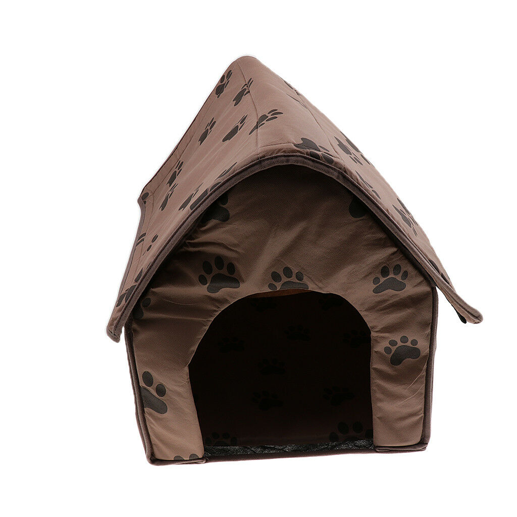 Pet Dog Cat Cave Bed House Footprint Windproof Warm Puppy Soft Mat Kennel