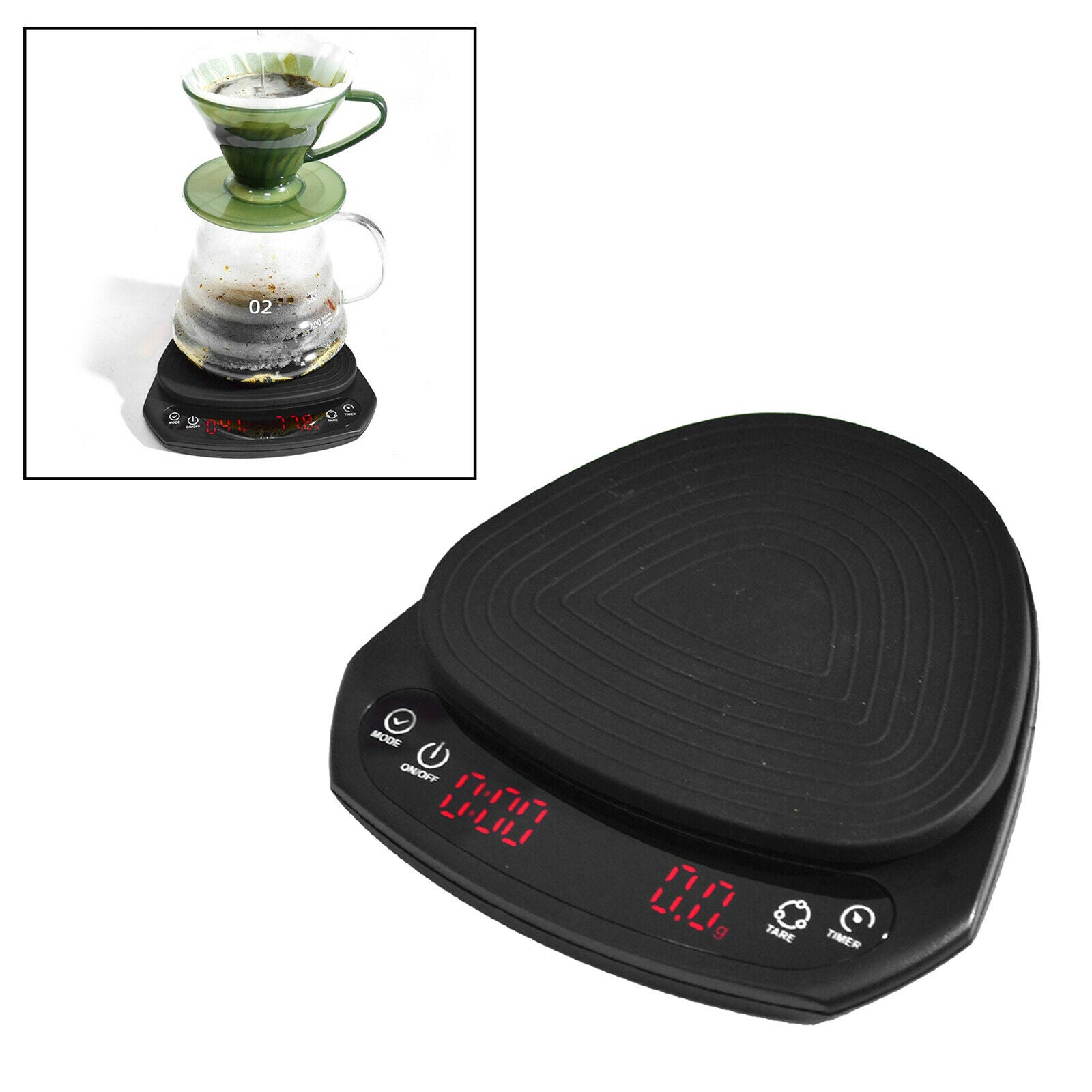 Electronic Digital Kitchen Scale Drip Coffee with Timer Household Use Black