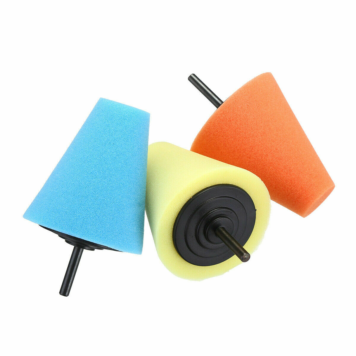 5PCS Car Wheel Hub Buffing Shank Polishing Sponge Ball Cone Metal Foam Pad Tools