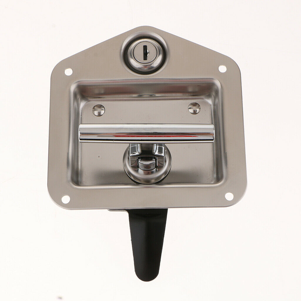 Stainless Steel Car RV Trailer Camper Handle Locking Door Latch w/ Keys Set